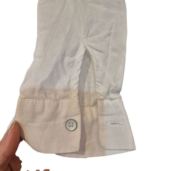 Splendid Women's White Cotton/Rayon Round Neck Long Sleeve Button Down Shirt - Picture 8 of 10